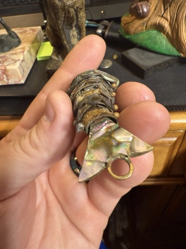 Vintage Articulated Fish Mexican Abalone Shell & Brass Fish Bottle Opener - Picture 7 of 7