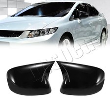 1pair Gloss Black Car Rearview Mirror Cap Cover Trim For Honda Civic 2012-2014
