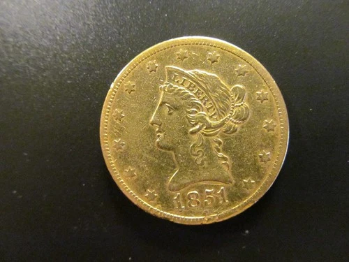 1851-O GOLD TEN DOLLAR LIBERTY EAGLE COIN - LOWER MINTAGE - MINT ERROR COIN !