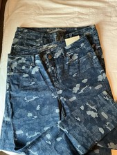 2 Pair New Soft Surroundings 5 Pocket Pull On Camo Jeans Women's Large Stretch