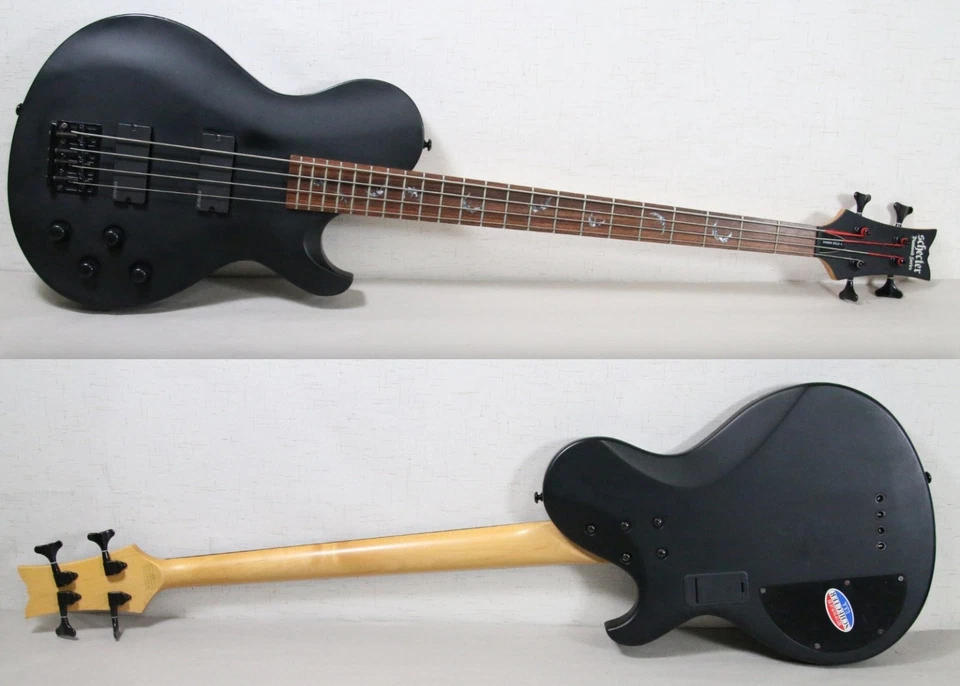 2010 Schecter Diamond Series Damien Solo-4 Satin Black Bat Inlays Electric Bass - Image 4 of 4
