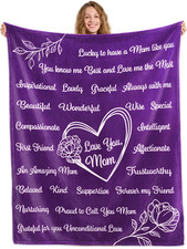 Purple Flannel Throw Blanket, Soft Gift Blanket for Mom Sister 50x60 In