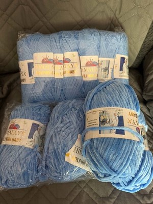 Himalaya Dolphin Baby Chenille Yarn, Each Ball 100 gr (3.5 oz)  Blue