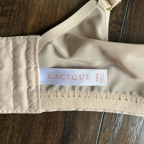 Cacique Unlined Underwire Demi Bra 42DD Beige Lace - Picture 3 of 7
