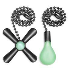 Black Ceiling Fan Pull Chain Set 2Pack 3Mm Diameter Beaded Fluorescent Decorati