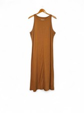 Everlane Midi Dress Luxe Cotton Brown Minimalist Sleeveless Tank Camel Tawny XL