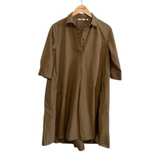 Uniqlo Brown Elevated Basic Cotton Popover Shirt Tent Mini Dress Size XS