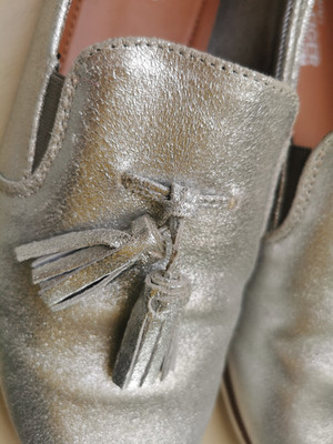 Tommy Hilfiger elegante Halbschuhe/Slipper Leder Silber, Gr. 38 ,top Zustand !