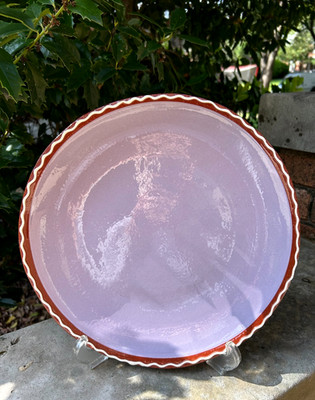1992 Luna Garcia Terracotta Platter ~ Lavender w/ Raised Edge ~11.5'' ~Signed