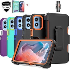 For Motorola Moto G Play 2024 5G Case Shockproof 2 Screen Protector Belt Clip