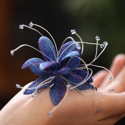 Blue Spider Lily Hairpin Hanfu Headpiece Hair Accessory Qipao Costume Pin