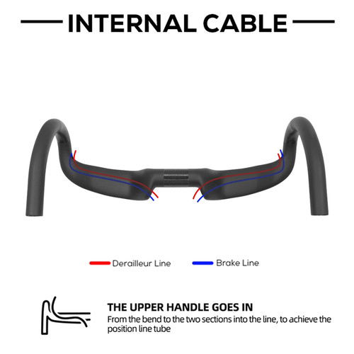 Carbon Fiber Bike Handlebar Internal Cable Road Bicycle Bent Bar Rise 30mm - Picture 4 of 20