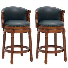 2-Cow Top Leather Swivel Bar Stools 26" Counter Height Upholstered Chair w/Back