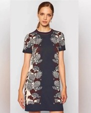 NWT Tory Burch Imperial Garden Tee T Shirt Dress Sm 4 6 Cotton Floral Birds Navy