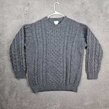 LL Bean Heritage Wool Cable Knit Fisherman Chunky Sweater Ireland Mens XL 245061