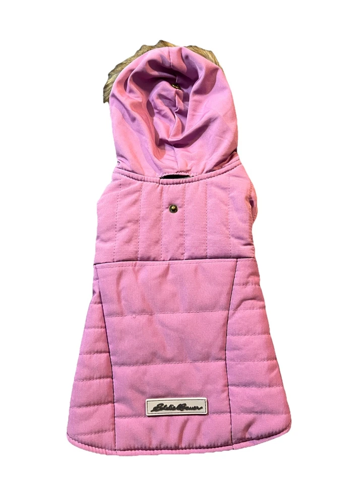 Eddie Bauer Pink Fleece Lined Faux Fur Hood Hooded Dog Coat - NWT - S - Image 2 of 4
