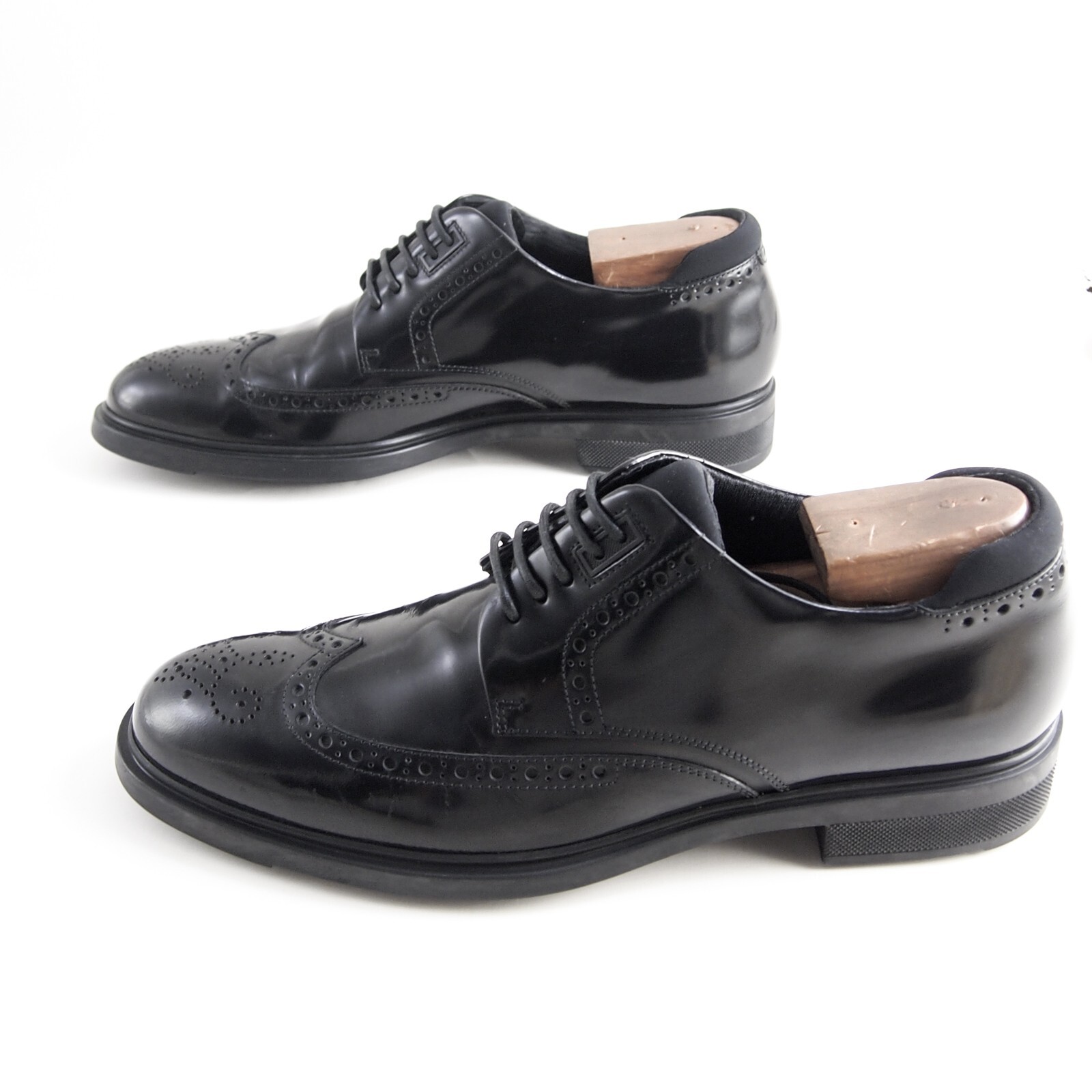 SAOLA Hugo Boss Brogues Derby Ortho Lite in pelle nera da uomo taglia EU 41 5 US 8 5
