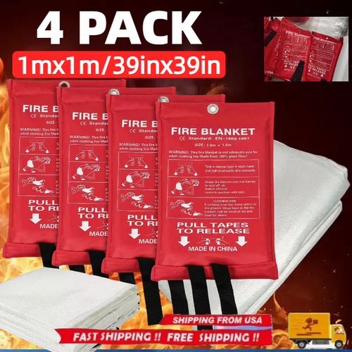 NEW 4Pack Large Fire Blanket Fireproof For Home Kitchen Office Emergency Safetys