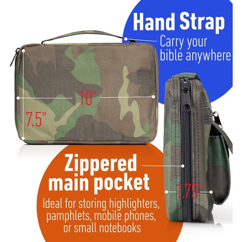 WHOLESALE LOT OF 6PC CAMOUFLAGE ARMY GREEN COLOR BIBLE BOOK COVER CASE BAG - Picture 4 of 4