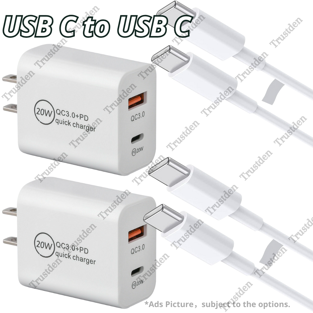 Type C Cable QC PD 20W Fast Charger Power Adapter Block For Android  Samsung