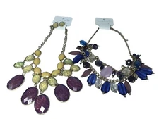 2 Charming Charlie Necklace Lot 1 Earring Set NWT Purple Aurora Borealis Accents