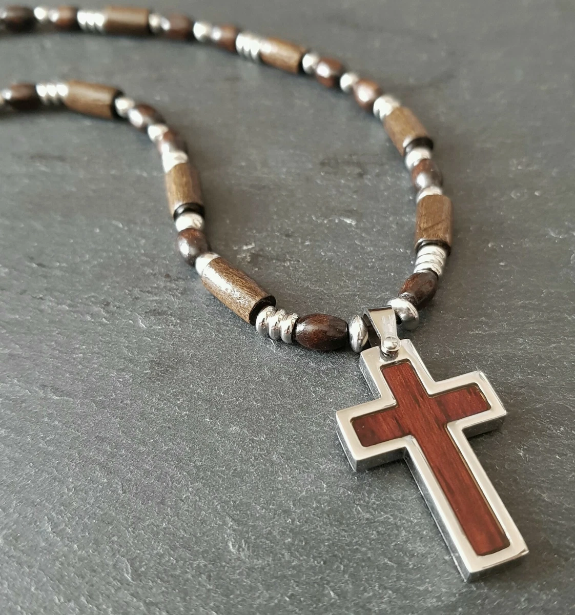 Mens Leather Crucifix Necklace | IceCarats Jewelry