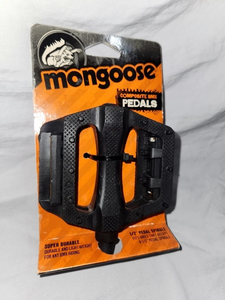 NUEVO Mongoose Composite BMX Pedales de Montar Negro 1/2" Pedal Husillo Pacific Cycle Foto 3 de 4