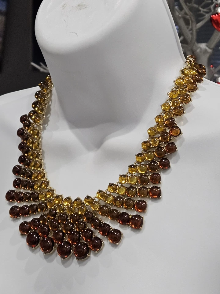 Collar babero grande Banana Republic topacio a citrino cabujón firmado. Retirado Foto 3 de 4