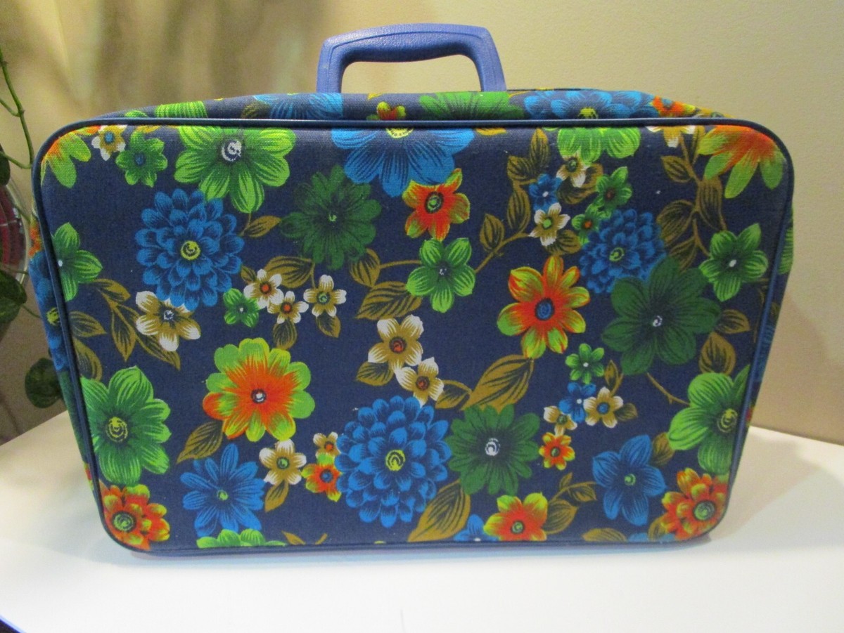 70sビンテージ トラベルバッグ Bantam Travelware DIV. Vintage Bantam Travelware Set Blue Green Floral Luggage