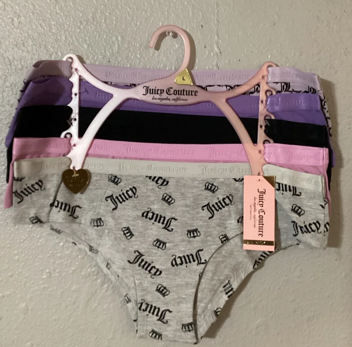 JUICY COUTURE 5-Pack Women Large No Panty Lines Panties. NWTS