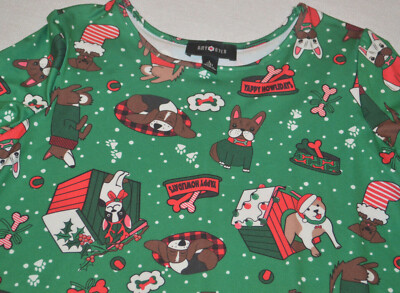 amy byer christmas dress Girl's Amy Byer Green Puppy Christmas 3/4 Sleeve Holiday Slip On Dress 14,  16