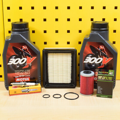 Set Ölfilter Luftfilter Zündkerze Motul 300V 15w50 Für: KTM 125 Duke / RC bis 16