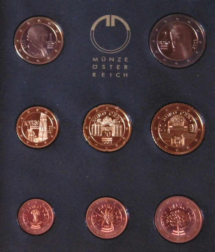 Coffret BE, 8 pièces, AUTRICHE 2003, 1 cent à 2 Euro, €, Belle Epreuve, Proof - Photo 2/4