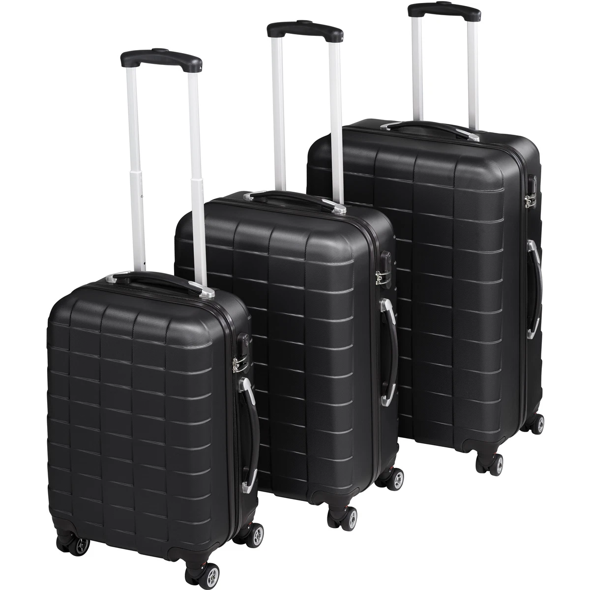 Set de 3 valises de voyage coque ABS léger rigide bagages valise trolley  noir 4260541020073