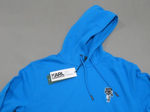 Karl Lagerfeld Hoodie Mens Large Blue Sweat Hoody Pullover Graphic Logo - Picture 2 of 10