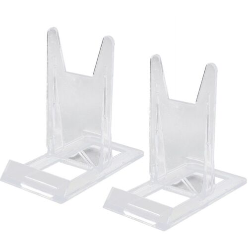 2x ACRYLIC DISPLAY STAND EASEL PLATE PICTURE HOLDER PLASTIC ADJUSTABLE FIX - Picture 1 of 10