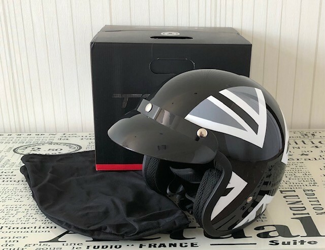 VCAN V537 Open Face Vintage DOT Moto Helmet with built-in Sun