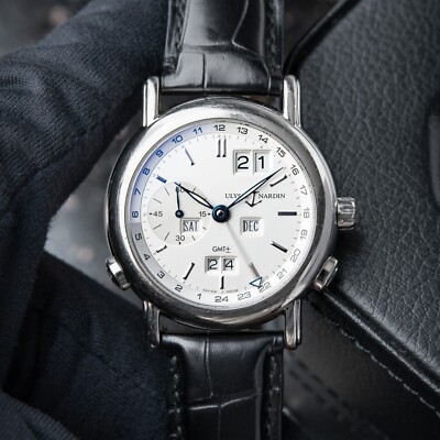 Ulysse Nardin GMT Perpetual Calendar White Gold Silver Dial Leather 320-22 Watch