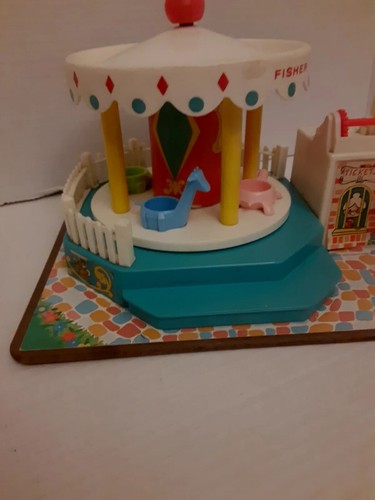 Vintage 1972 Fisher Price Little People Merry Go Round Aufzieh musikalisches Spielzeug funktioniert - Bild 4 von 17