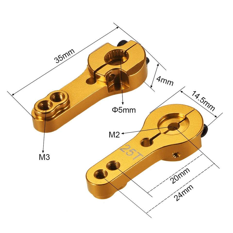 Aluminum Servo Horn 25T M3 Thread Golden, for Futaba Savox Xcore Go Tech,2pcs - Image 3 of 4