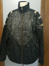 Rock Creek Casuals Vintage Women's Black Silver Gold Nylon Windbreaker Jacket M