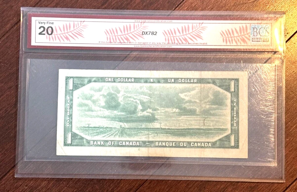 1954 CANADA ONE DOLLAR BILL BCS GRADED VERY FINE 20BC-37bA, MODIFIED REPLACEMENT - Image 2 of 3