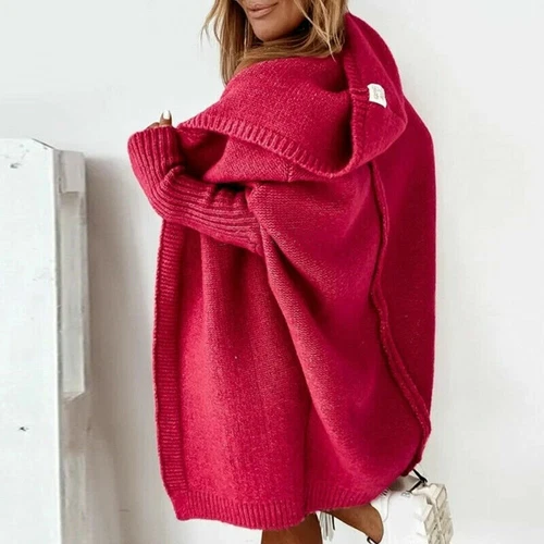 NEU Damen Winter Warm Lange Strickjacke Mantel Kapuze Langarm Cardigan Outwear - Bild 30 von 37