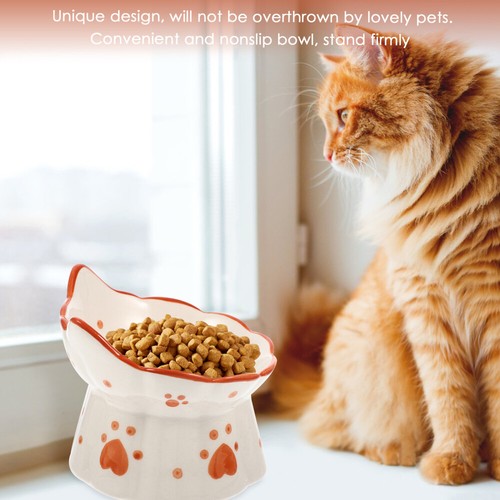 Prevent Overturning Food Bowl Kitten Cat Water Dish High Elevated - Picture 8 of 12