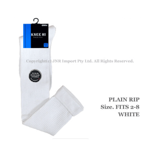 Premium Cotton Rip Knee High Socks - Plain (No seam) Women 2-8, Kid 13-3 - Picture 5 of 18