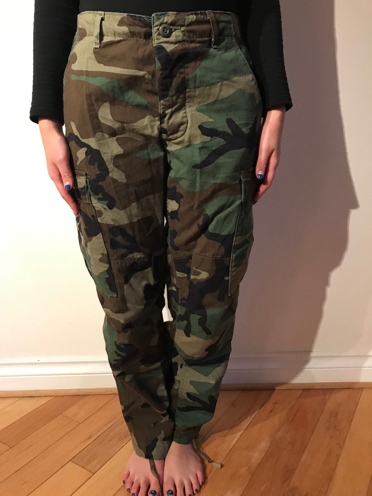 VINTAGE US ARMY CAMOUFLAGE CARGO PANTS PUNK SIZE 28x2… Gem