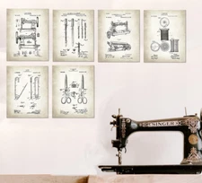 Sewing Dressmaking Seamstress Patent Home Decor Wall Art Prints 8.5x11 Set of 6