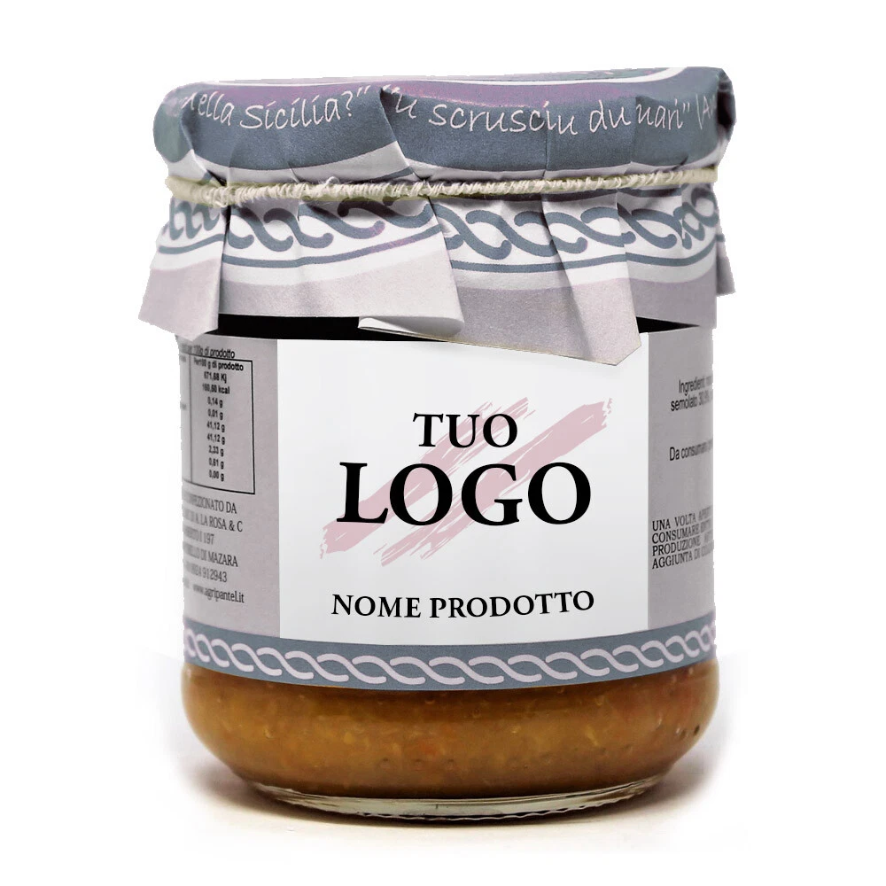 60 barattoli da 180g Patè e Creme salate con etichetta personalizzabile