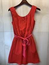Express Women’s SZ XS Red Sheer Sleeveless Pocket  Dress Built in Slip #2862