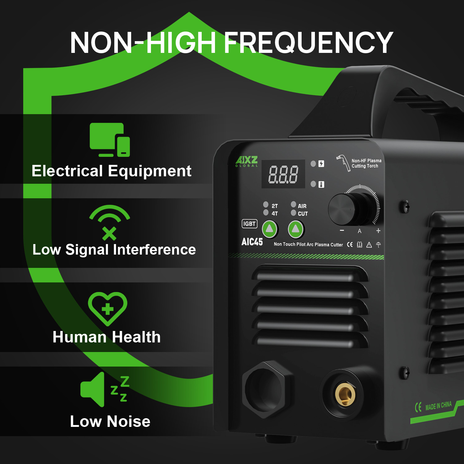AIXZ 45 Amp Non-HF Plasma Cutter , Non-Touch Pilot Arc Cutting Machine 110/220V